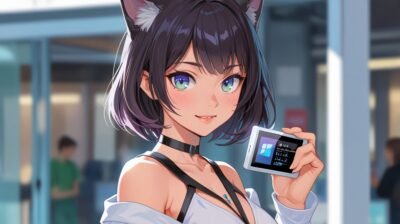 魅力的な日本の猫娘アニメイラスト